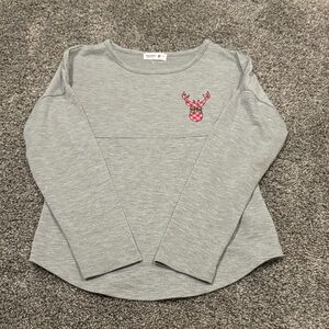 Cat & Jack Gray Long Sleeve Shirt with Pink Deer